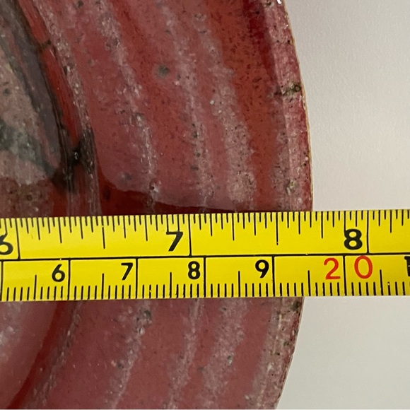 Pottery Hand Thrown Studio Plates Set of 2 with Martini Glass Burgundy Red EUC - Picture 13 of 16